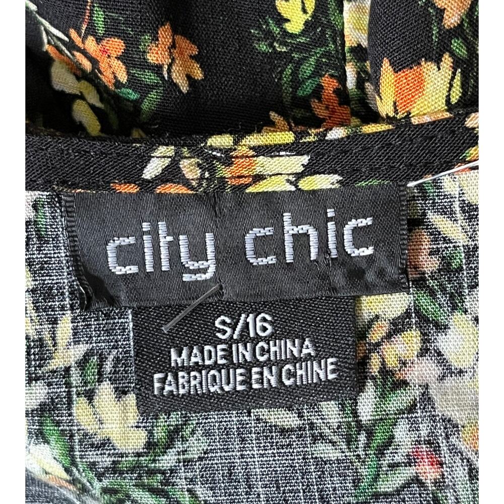 City Chic Romper Sorrento floral playsuit black floral size S 16 - Picture 8 of 9